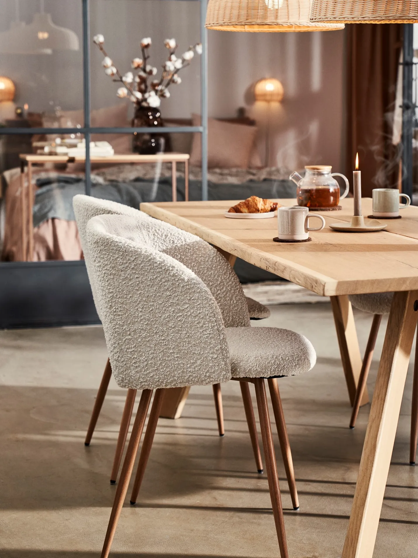 Best Søstrene Grene Schweiz Stuhl Mit Bouclé-Stoff Off White