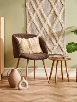New Søstrene Grene Schweiz Stuhl Mit Teddystoff-Bezug Dark Brown